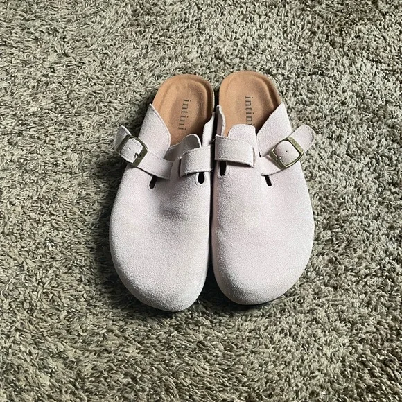 Suede Slip On Clogs - Soft Pink - Picture 2 of 5